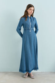 Front-Zip Tencel Dress - Ice