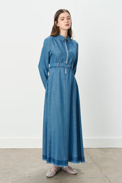 Front-Zip Tencel Dress - Ice