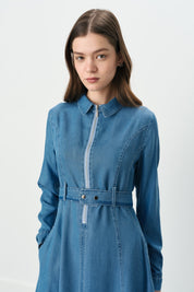 Front-Zip Tencel Dress - Ice
