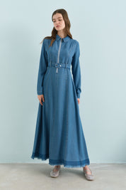 Front-Zip Tencel Dress - Ice