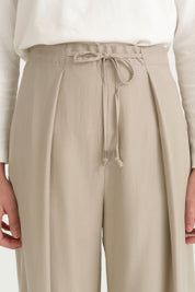 Pleated Wide-Leg Lyocell Trousers - Stone