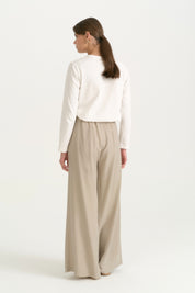 Pleated Wide-Leg Lyocell Trousers - Stone