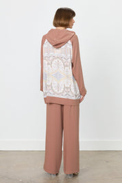 Printed Hooded Jacket and Trousers Set - Brown