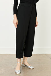 Carrot Viscose Trousers with Front Stitch Detail - Black