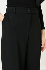 Carrot Viscose Trousers with Front Stitch Detail - Black
