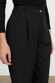 Önü Pili Detaylı Havuç Viskon Pantolon - Siyah