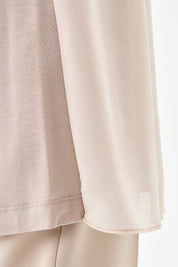 Sleeveless Cotton Undershirt with Chiffon Front - Stone