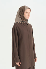 Orbis Twill İpek Eşarp - Kahve