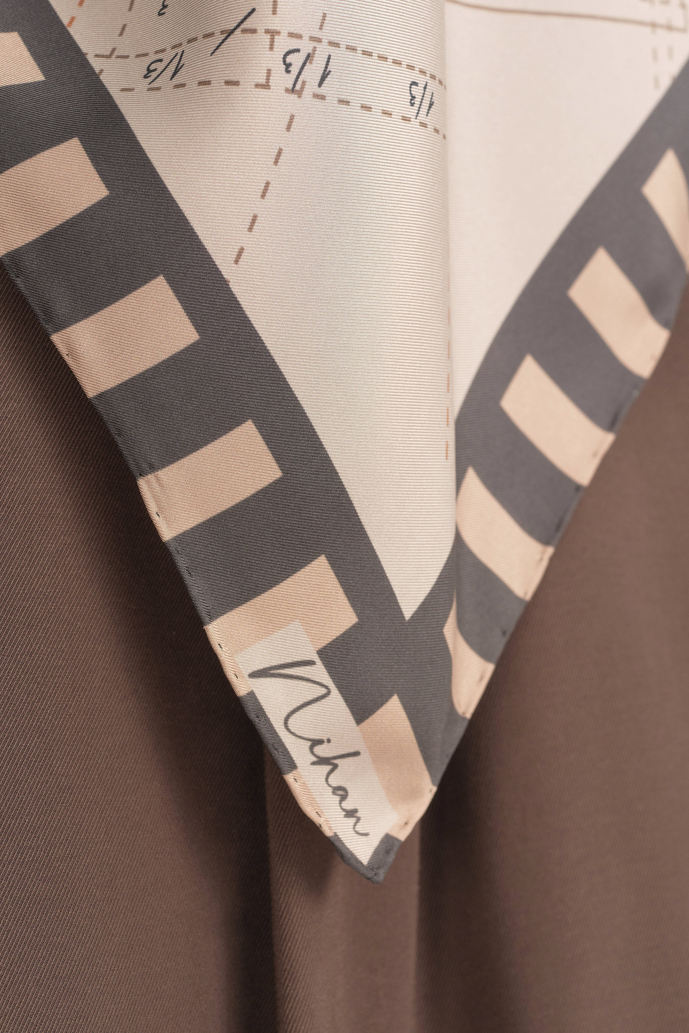 Orbis Twill İpek Eşarp - Kahve