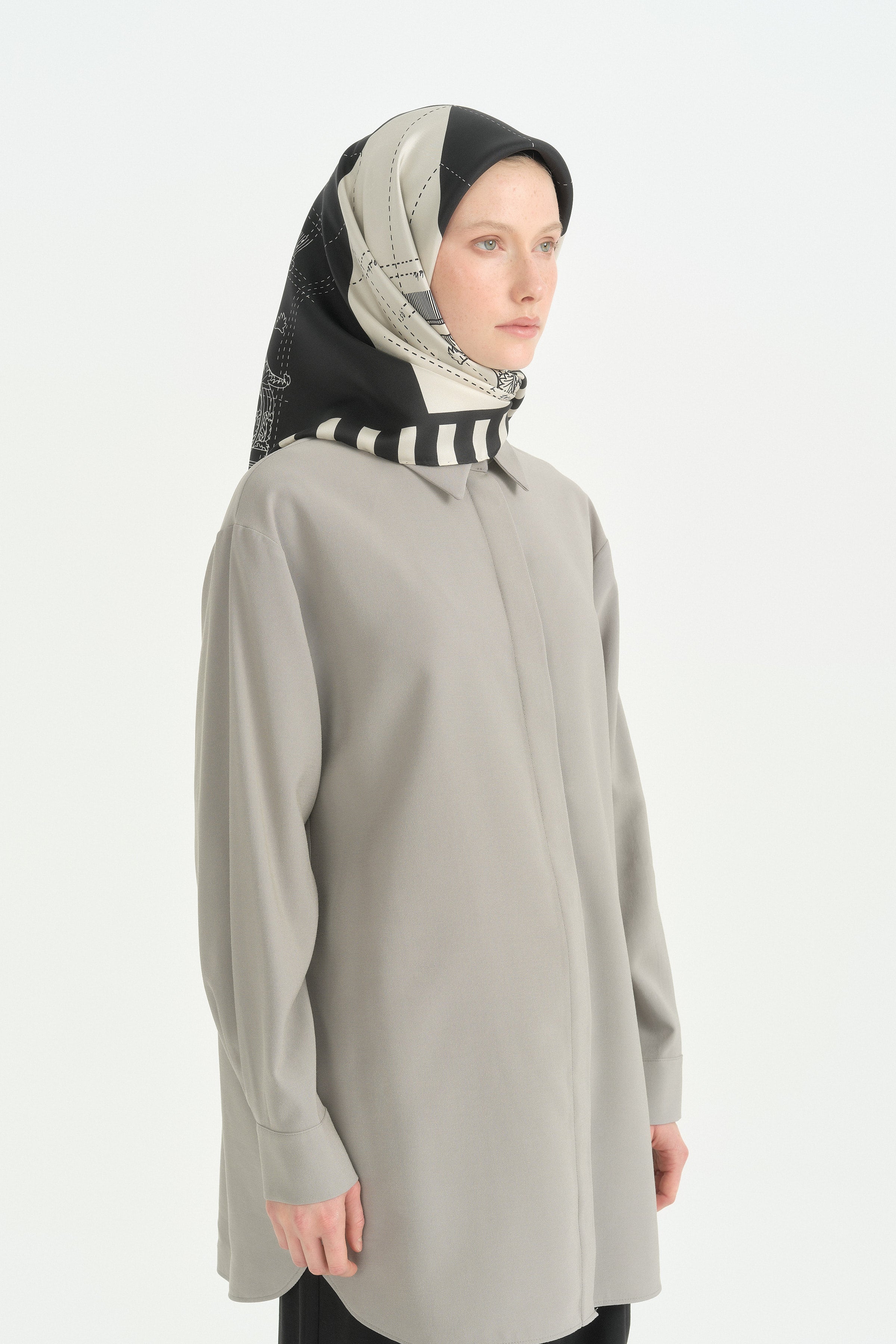 Orbis Twill İpek Eşarp - Siyah
