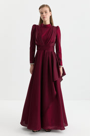 Organze Kumaş Abiye - Bordo