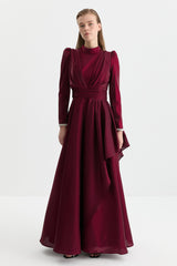 Organze Kumaş Abiye - Bordo