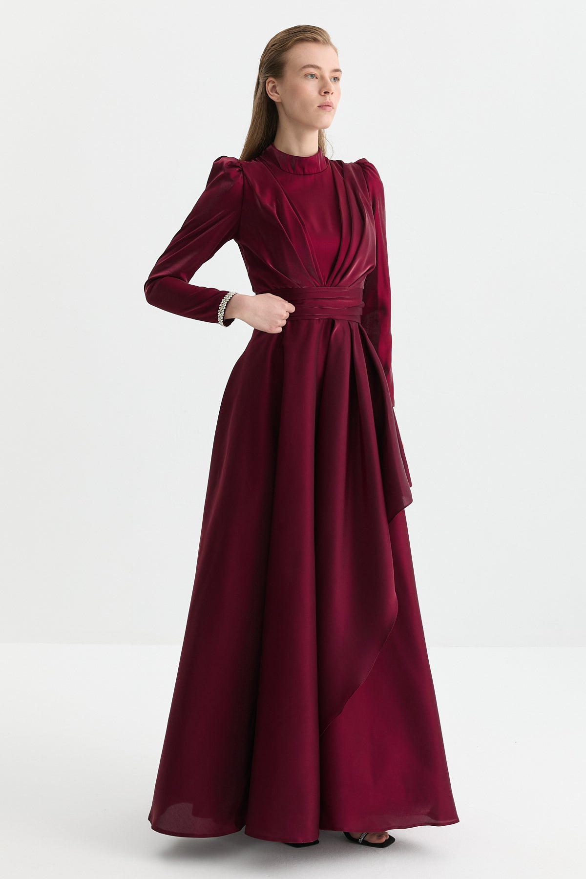 Organze Kumaş Abiye - Bordo