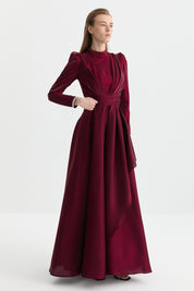 Organze Kumaş Abiye - Bordo