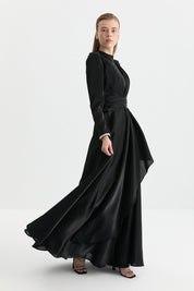 Organza Fabric Evening Dress - Black