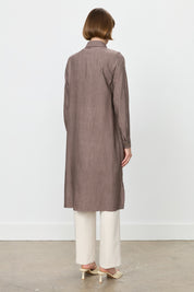 Knitted Floral Detail Viscose Tunic - Coffee