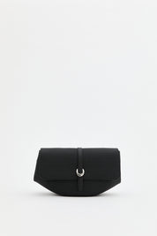 Woven Flap Crossbody Bag - Black