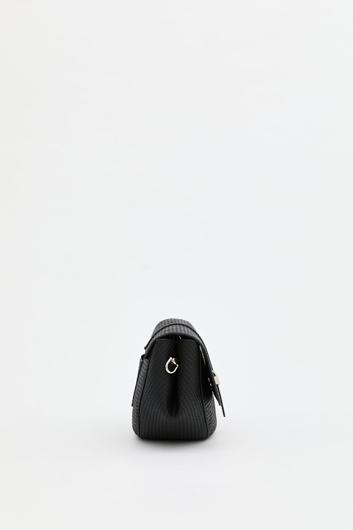Woven Flap Crossbody Bag - Black