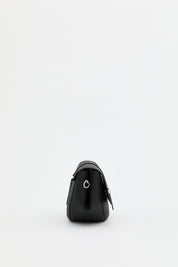 Woven Flap Crossbody Bag - Black