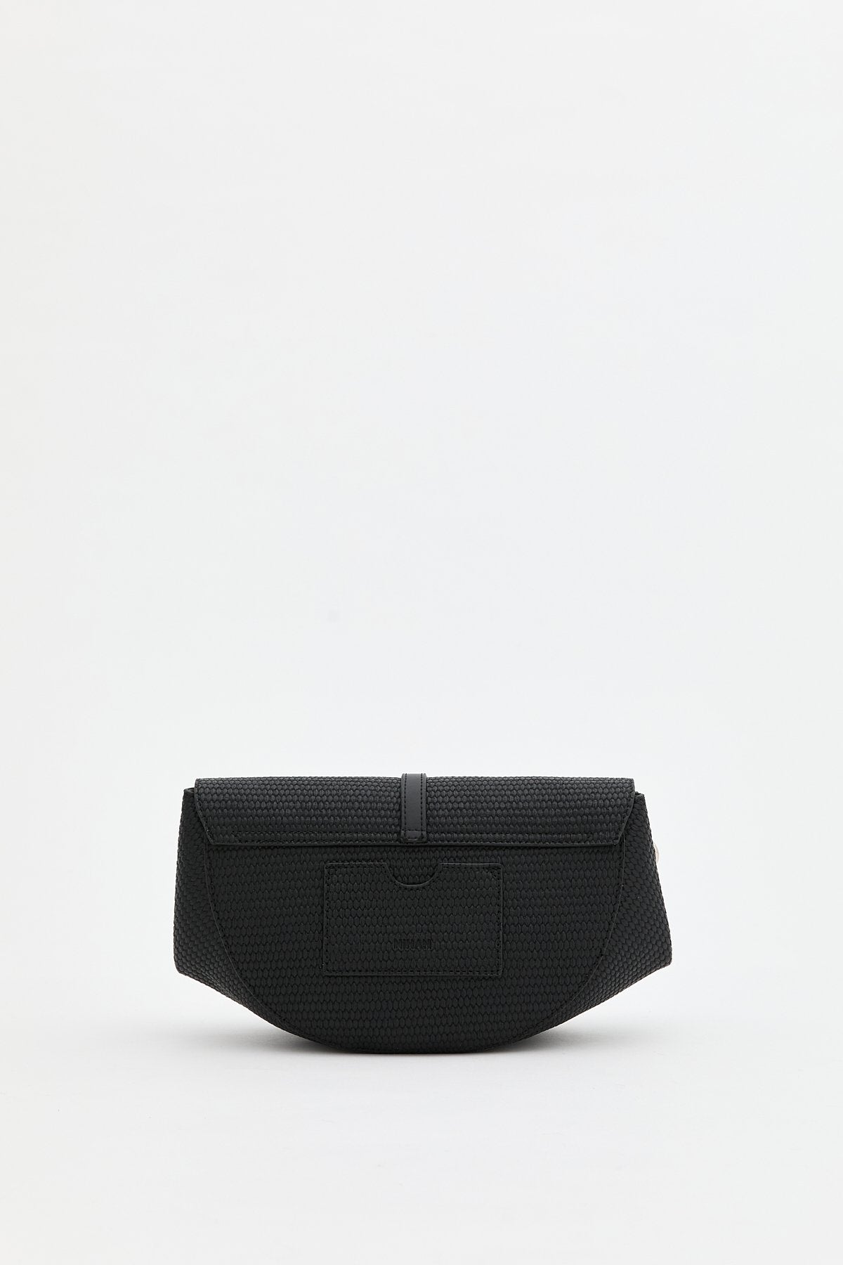 Woven Flap Crossbody Bag - Black