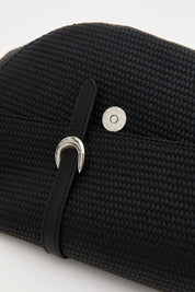 Woven Flap Crossbody Bag - Black