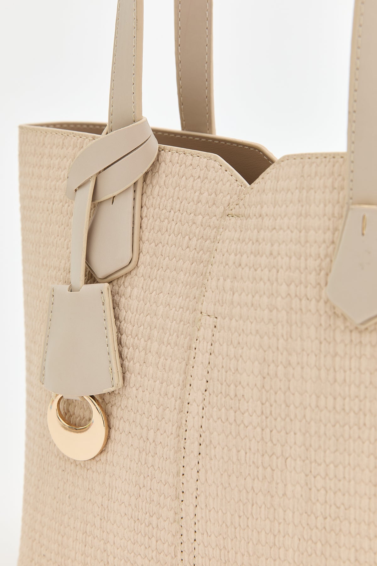 Knitted Tote Bag - Beige