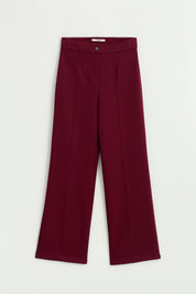 Örme Beli Lastikli Bol Paça Pantolon - Bordo