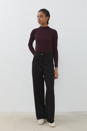 Örme Beli Lastikli Bol Paça Pantolon - Siyah