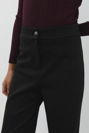 Örme Beli Lastikli Bol Paça Pantolon - Siyah