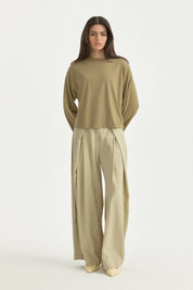 Örme Crop Rayon Karışımlı Bluz - Haki