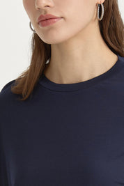 Örme Crop Rayon Karışımlı Bluz - Lacivert