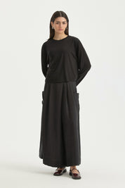 Örme Crop Rayon Karışımlı Bluz - Siyah