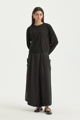 Örme Crop Rayon Karışımlı Bluz - Siyah