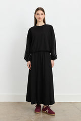 Knitted Skirt and Blouse Set - Black