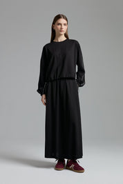 Knitted Skirt and Blouse Set - Black