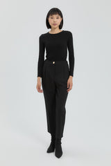 Knitted Carrot Pants - Black