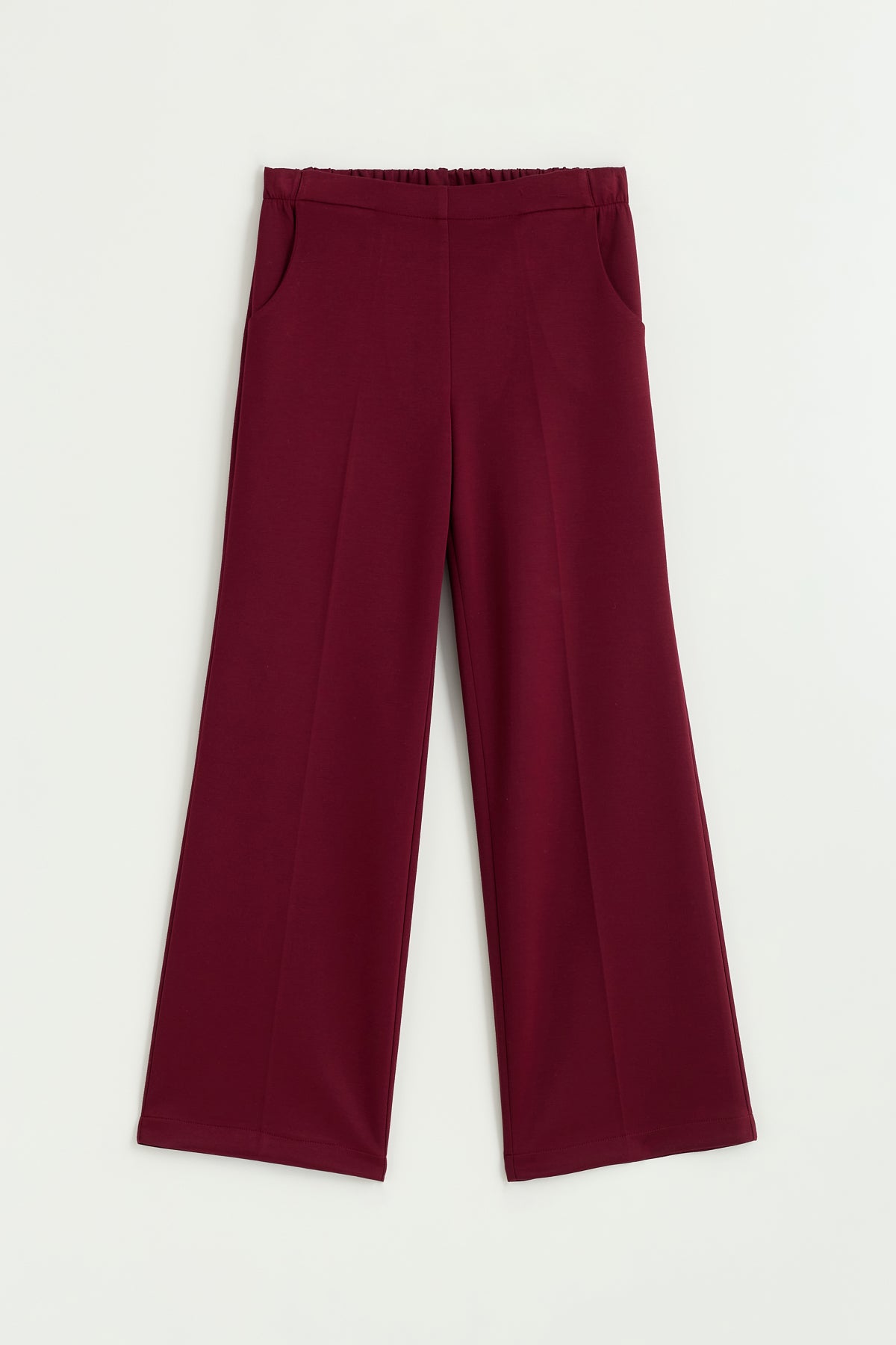 Örme Palazzo Pantolon - Bordo