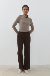 Knitted Palazzo Trousers - Brown
