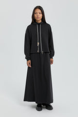 Knitted Sport Skirt and Blouse Set - Black