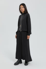 Knitted Sport Skirt and Blouse Set - Black