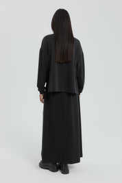 Knitted Sport Skirt and Blouse Set - Black