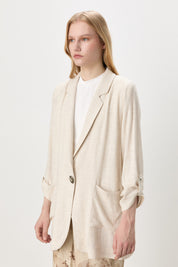 Oversize Blazer Ceket - Bej