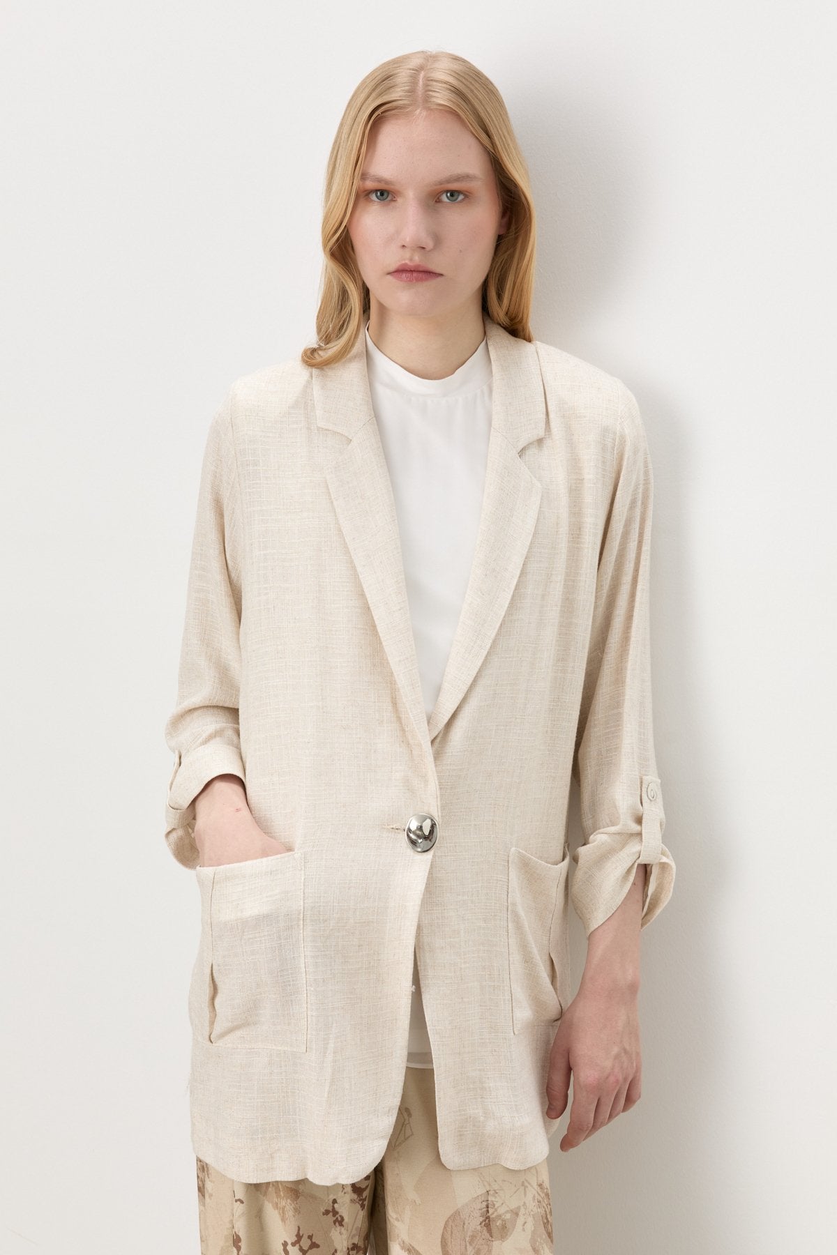 Oversize Blazer Ceket - Bej