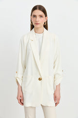 Oversize Blazer Ceket - Ekru