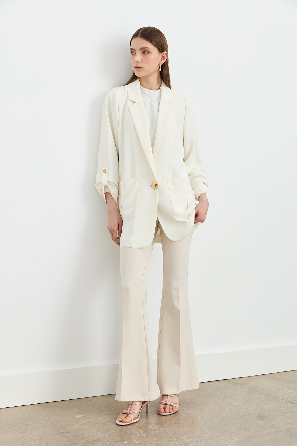 Oversize Blazer Ceket - Ekru