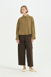 Oversize Formlu Modal Gömlek - Olive
