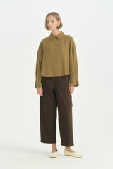 Oversize Formlu Modal Gömlek - Olive