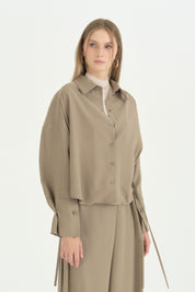 Oversize Formlu Modal Gömlek - Vizon