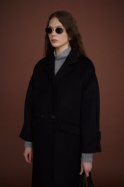 Oversize Kaşmir Kaban - Siyah