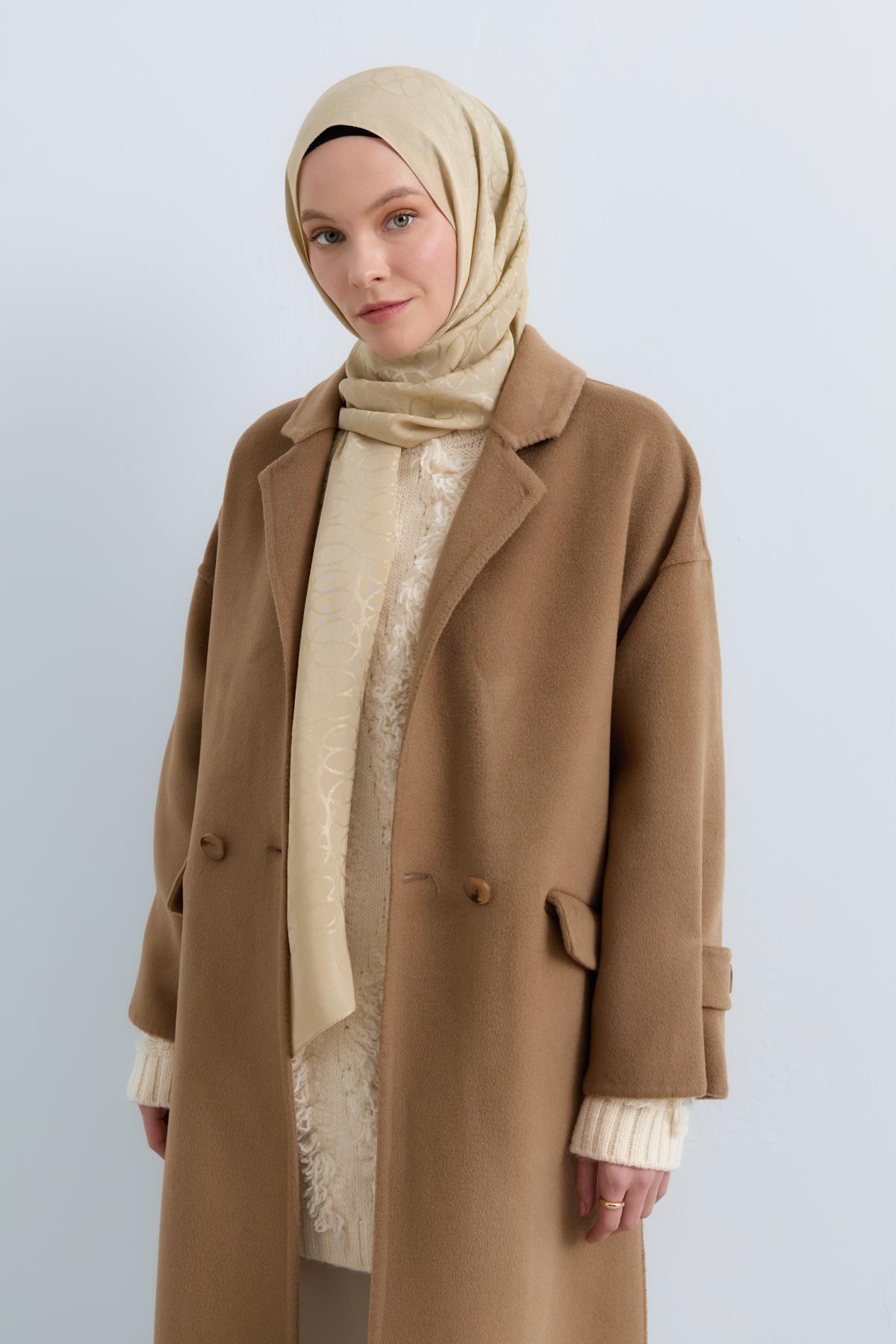 Oversize Kaşmir Kaban - Vizon